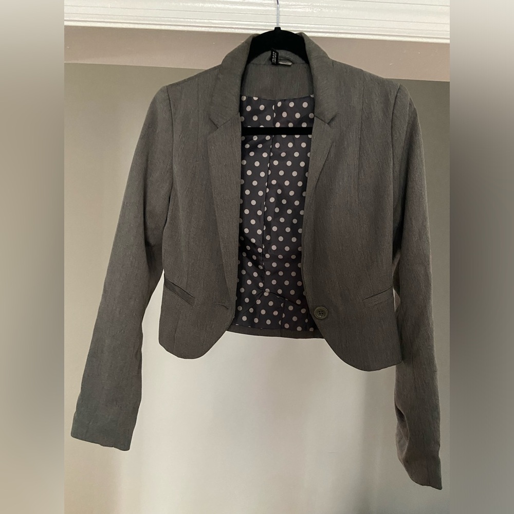 H&M Grey Cropped Blazer